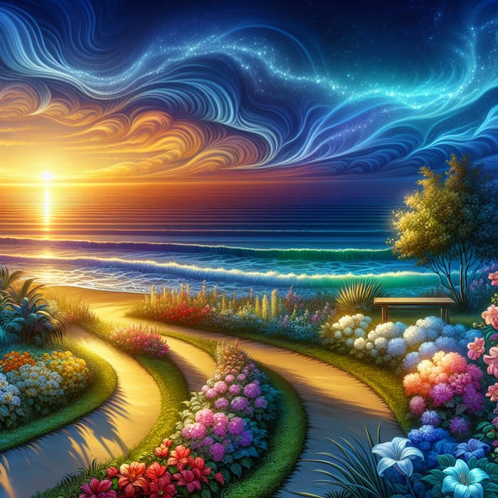 Furina: Serene Sunrise and Blossoming Garden View Furina: Serene Sunrise and Blossoming Garden View