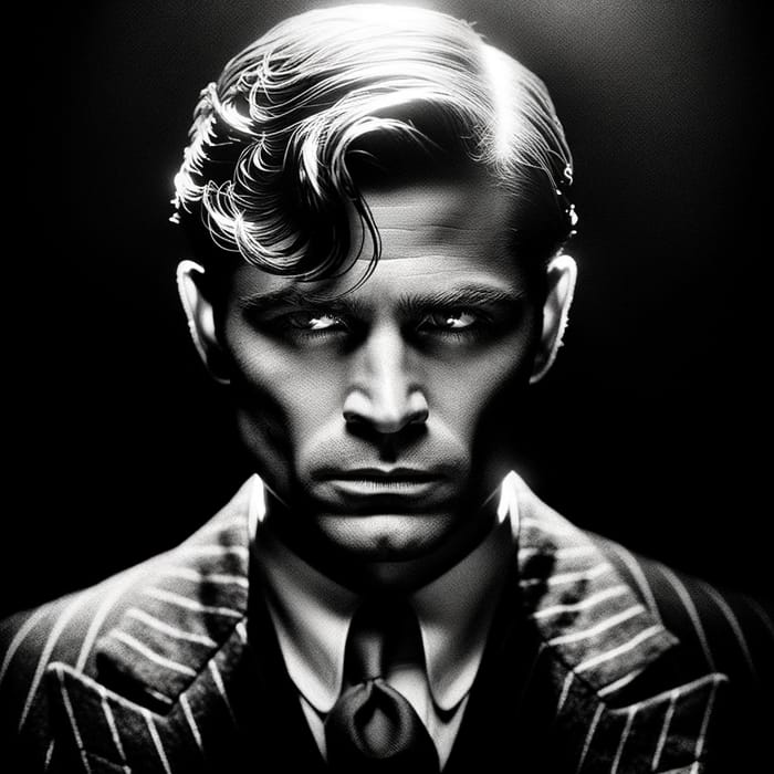 Iconic Black and White Portrait of Thomas Shelby