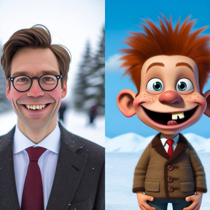 Olaf Scholz and Alfred E. Neumann: Cartoon Lookalikes in Winter Scene