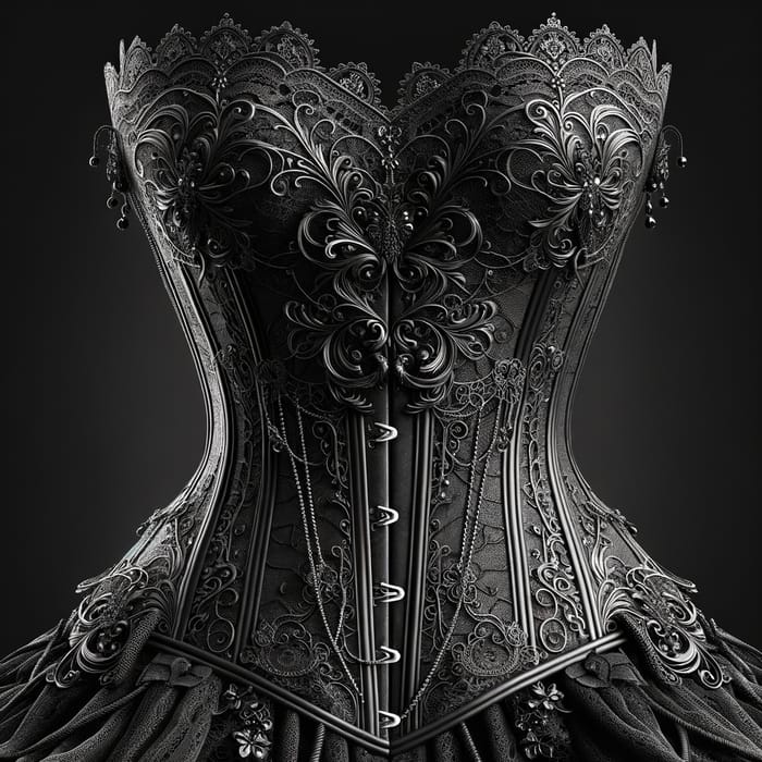 Opulent Black Lace Corset | Vintage Elegance