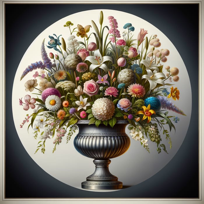 Elegant Vase with Varied Floral and Plant Arrangement