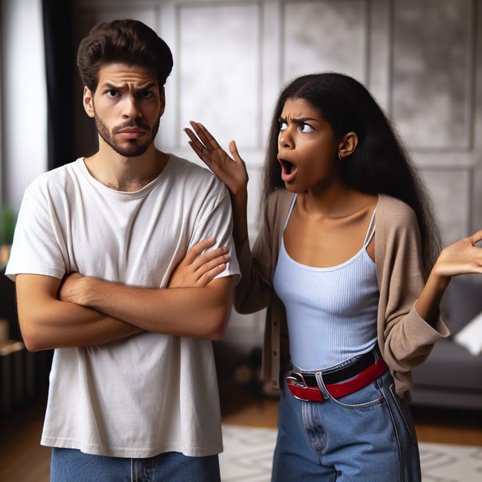 Tense Interaction Between Hispanic Boyfriend and Black Girlfriend