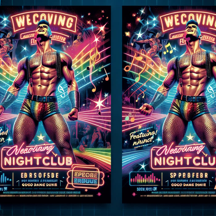 Male Gogo Dancer | Vibrant Flyer at Gay Nightclub