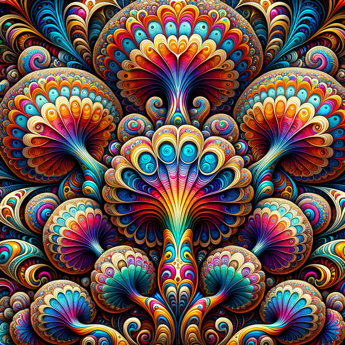 Mesmerizing Psychedelic Mushroom Fractal Art