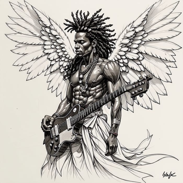Icarus Angel Sketch for Ivan RG Guitar Body Icarus Angel Sketch for Ivan RG Guitar Body