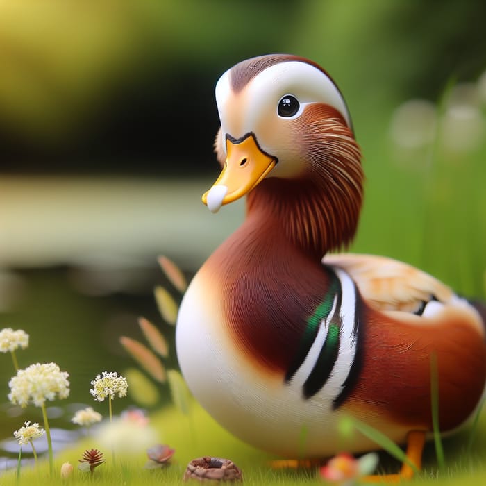 Very Cute Duck by the Pond - Adorable Nature Scene