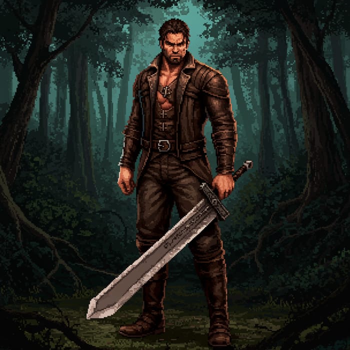 Solomon Kane Pixel Art in the Forest