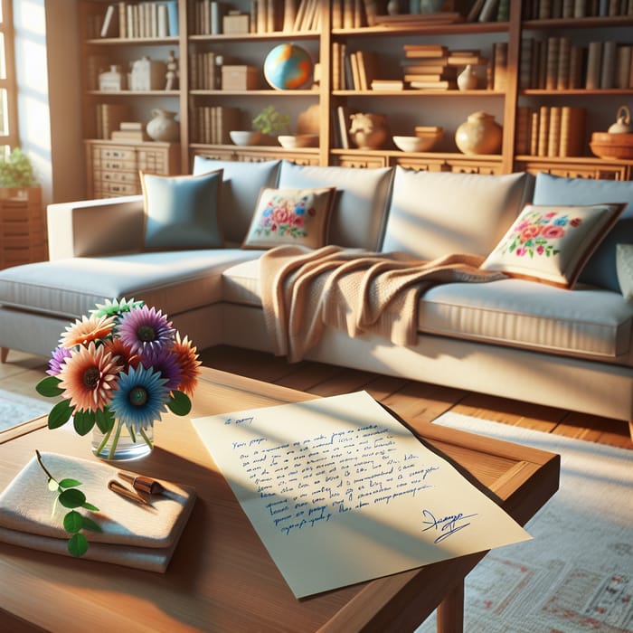 Orderly Home with Apology Letter & Cozy Atmosphere