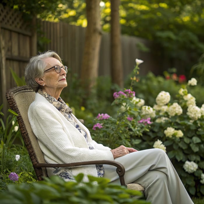 Classy Older Woman in Garden Setting