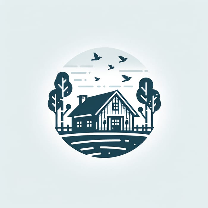 Minimalistic Country House Logo with Birds and Birch | Rural Living Design