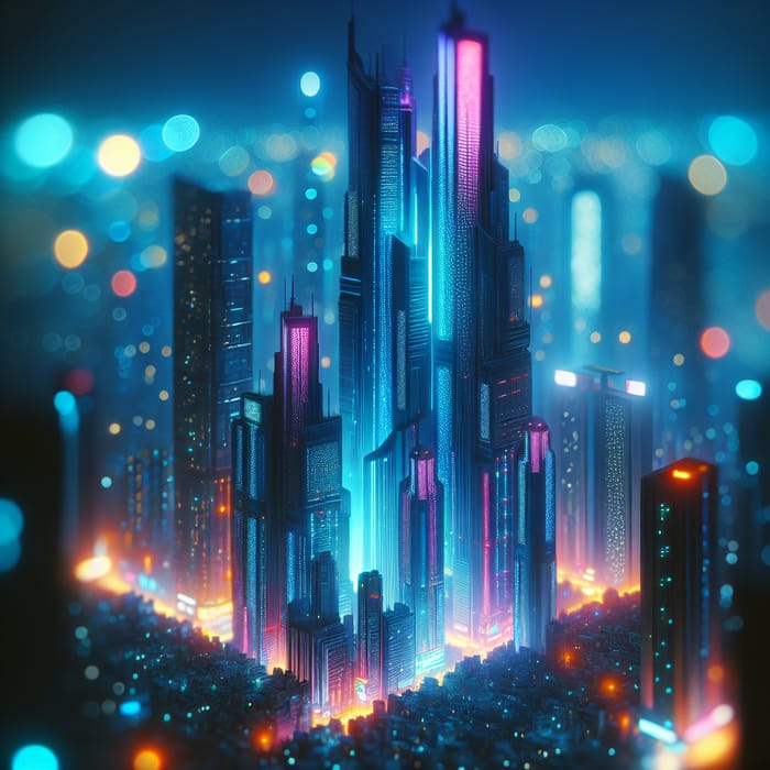 Cyberpunk Cityscape at Night, Futuristic Aesthetics