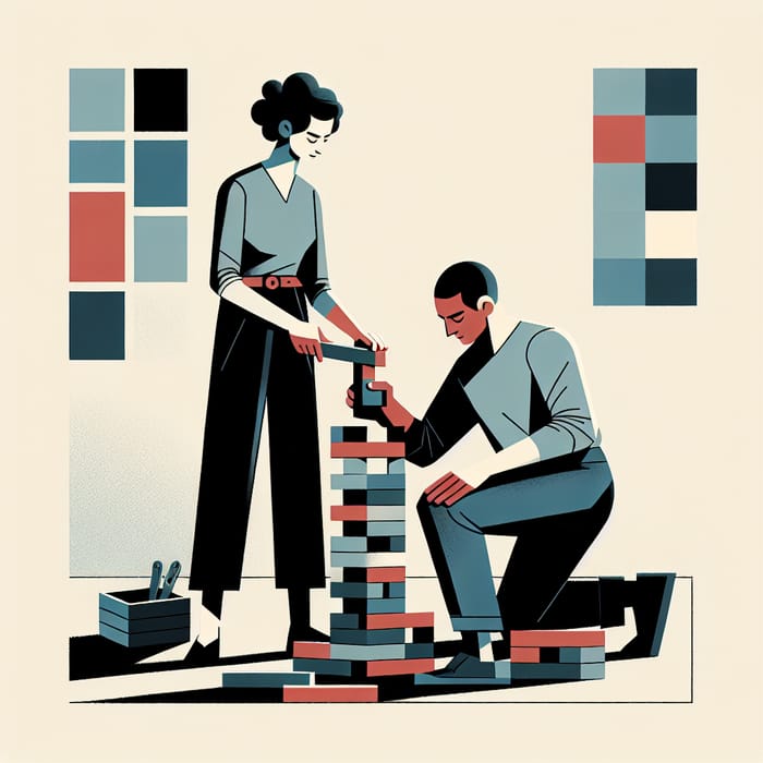 Minimalist Teamwork Illustration - Diverse Collaboration