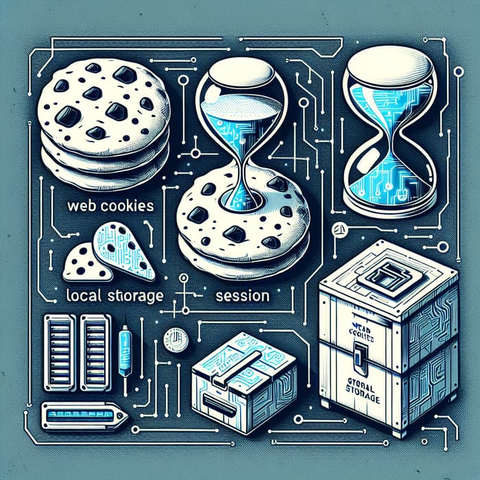 Internet Technology Symbols: Web Cookies, Session & Storage