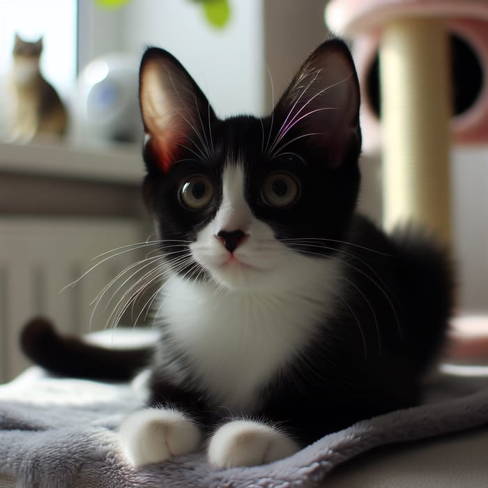 Cat with Black Ears and White Tail