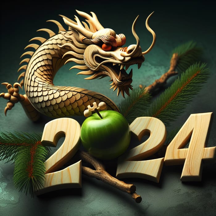 Wooden Green Dragon 2024 | Symbolic Artwork