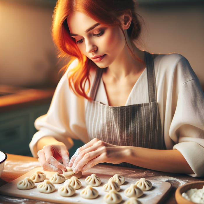 Crafting Small Siberian Dumplings in the Kitchen