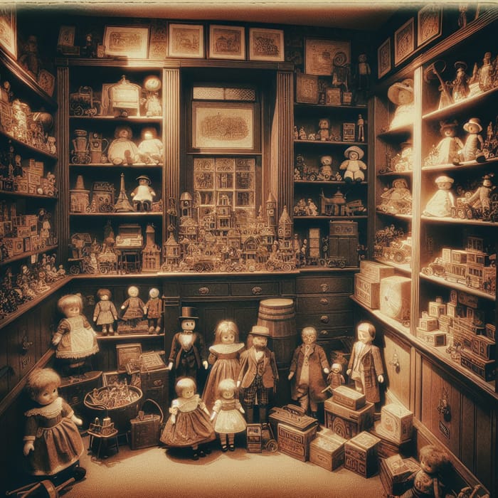 Vintage Toyshop from the 1920s - Capturing Nostalgia with Colorful Toys and Dolls Vintage Toyshop from the 1920s - Capturing Nostalgia with Colorful Toys and Dolls