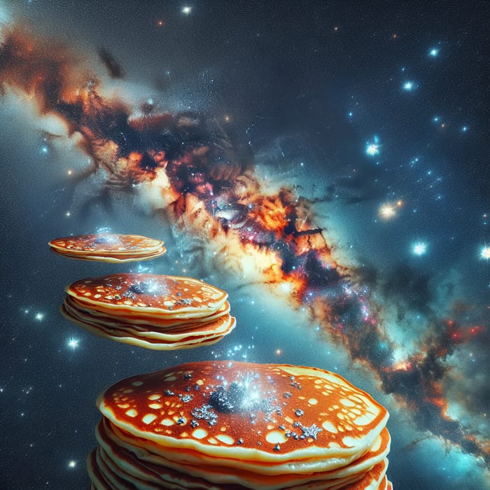 Golden Brown Bliny in Milky Way - Surreal Pancake Fantasy