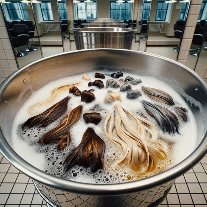 Bubbly Hair Lightening in Steel Container