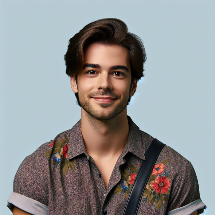 Stylish Self-Portrait with Medium-Length Hair and Floral Print Attire