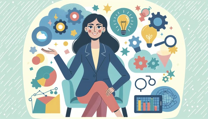 Colorful Entrepreneurial Woman Illustration