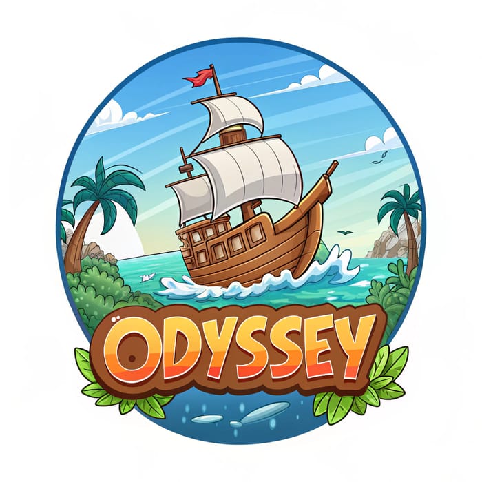 Odyssey Gaming Logo: Ship and Sea Cartoon Design