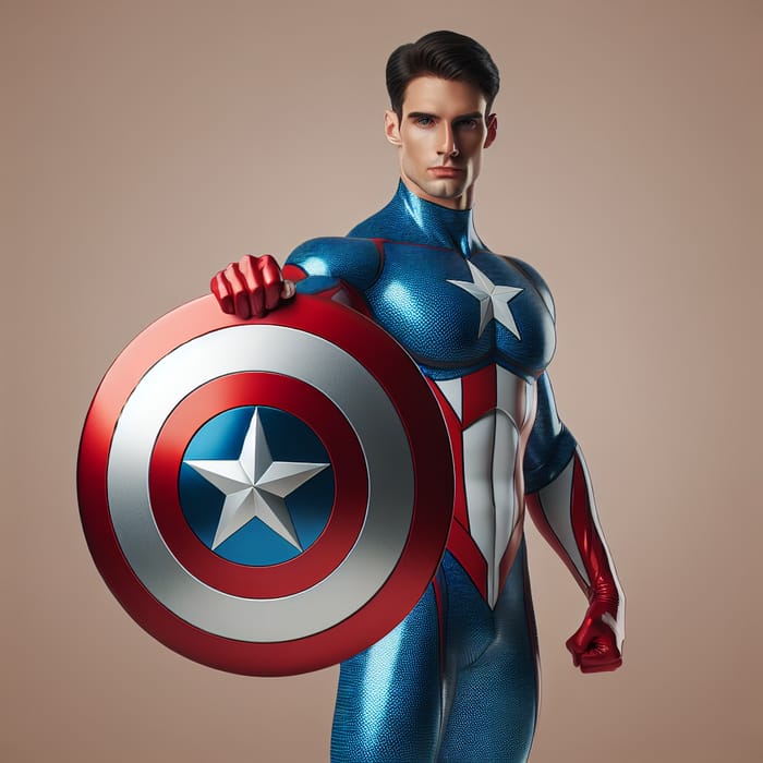 Captain America Superhero Costume with Patriotic Colors and Shield