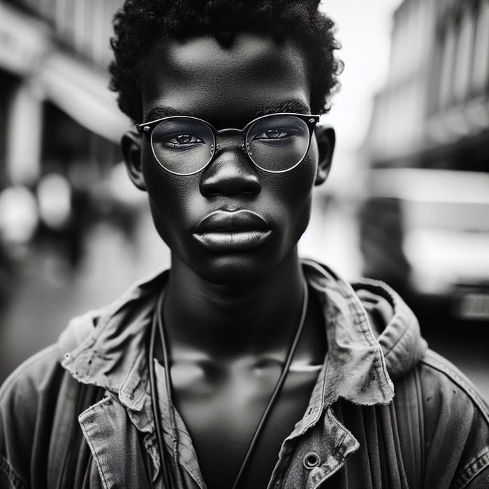 Raw Street Portrait Photography - Distinctive Young Man in Ilford HP5 Style