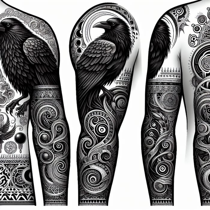 Mythological Crow Tattoo | Full Sleeve Design