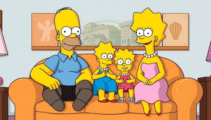 The Simpsons Family - Iconic Cartoon Couch Art