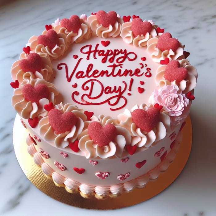 Happy Valentine's Day Cake: Elegant Round Cake Design