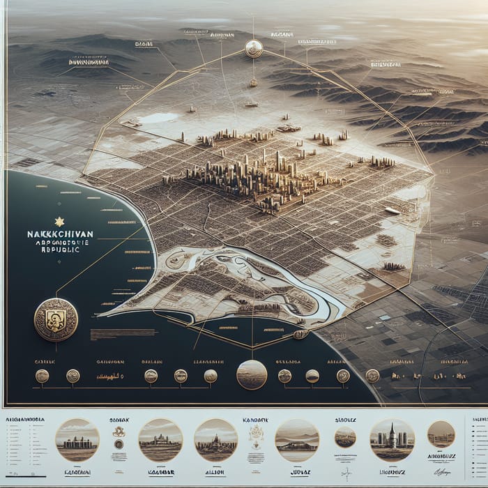 Detailed Infographic Map of Nakhchivan AR: Labeled Cities & Landmarks