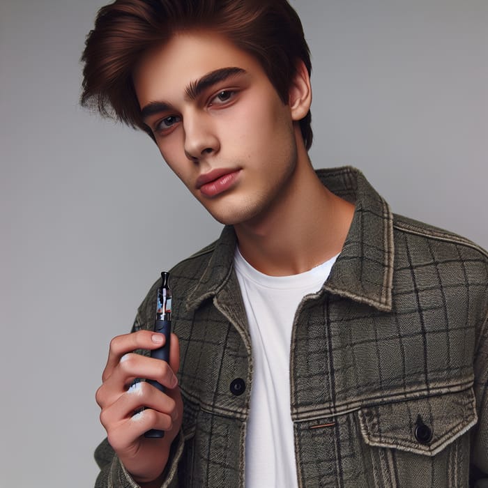 A Young Man Pulling out an Electronic Cigarette