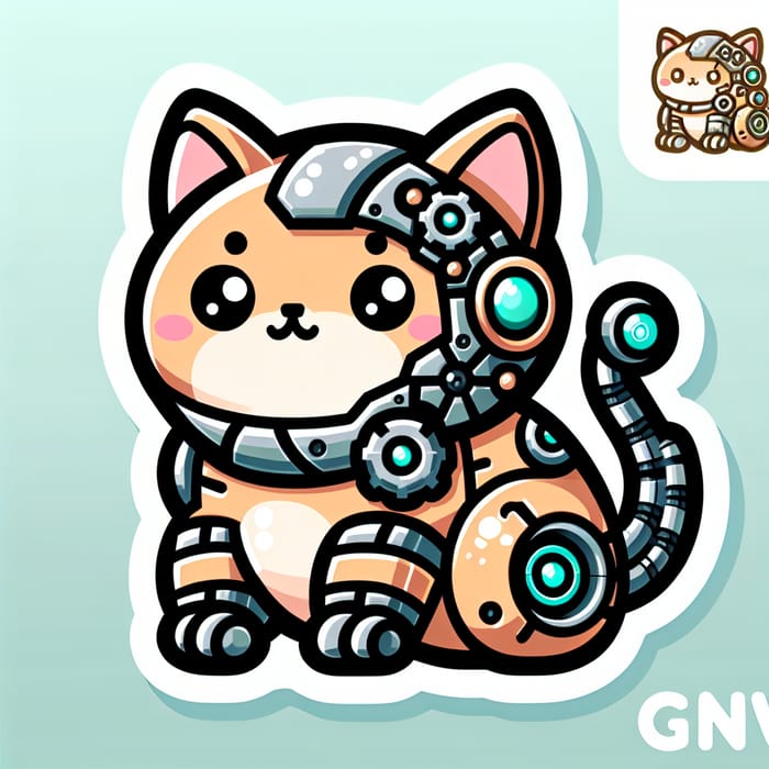 Adorable Mechanical Cat Sticker Design for GNVWorks