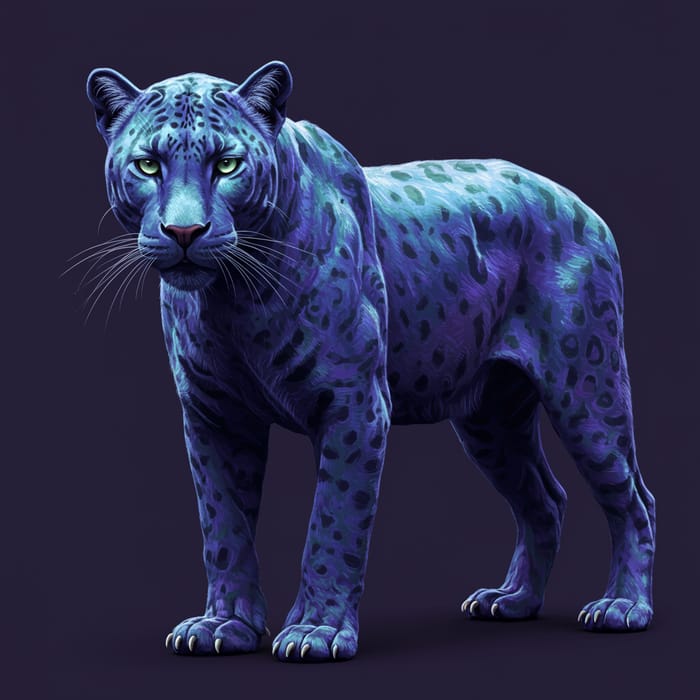 Alien Panther: Blue, Purple, and Teal Colors