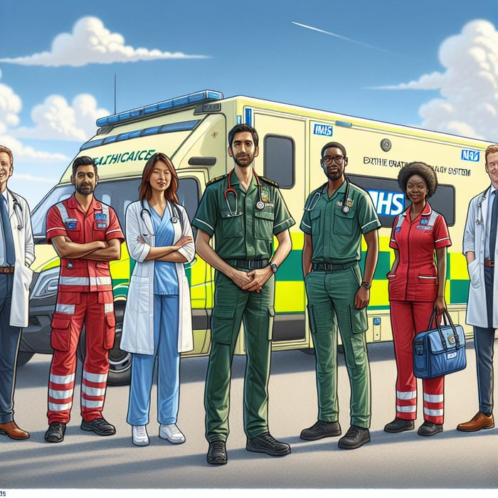 Diverse UK NHS Healthcare Team in Action