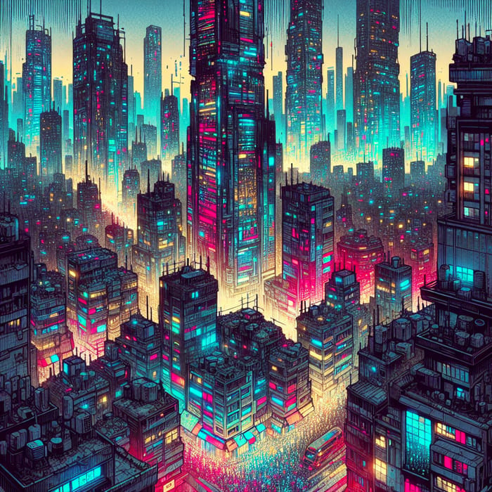 Chaos in Neon City: Overpopulation in Cyberpunk Dystopia