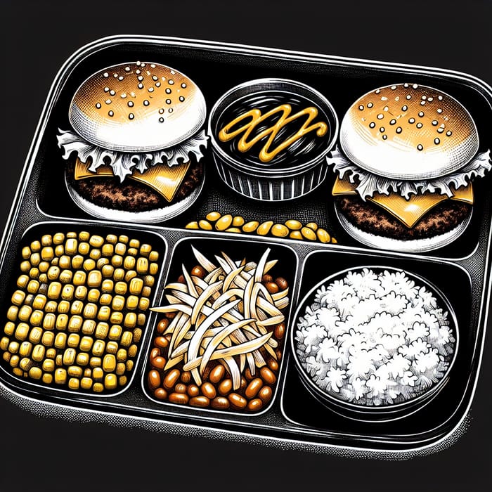 Hand-Drawn Cartoonish Presentation of Burger Patties