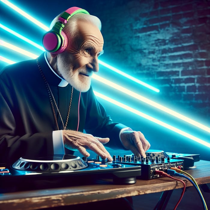 Elderly Priest DJing: A Surprising Fusion of Music