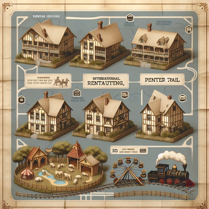 Vintage Fairy Tale Houses & Theme Park Map