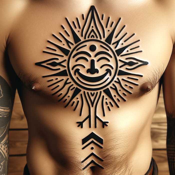 Masculine Happiness Tattoo: Bold Lines & Positive Symbols for Joyful Expression