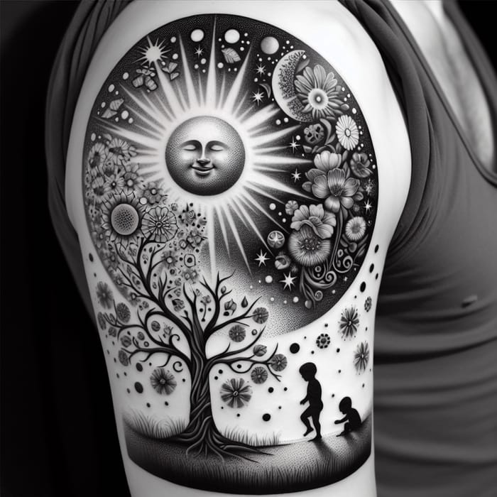 Realistic Black and White Happiness Symbol Tattoo Designs