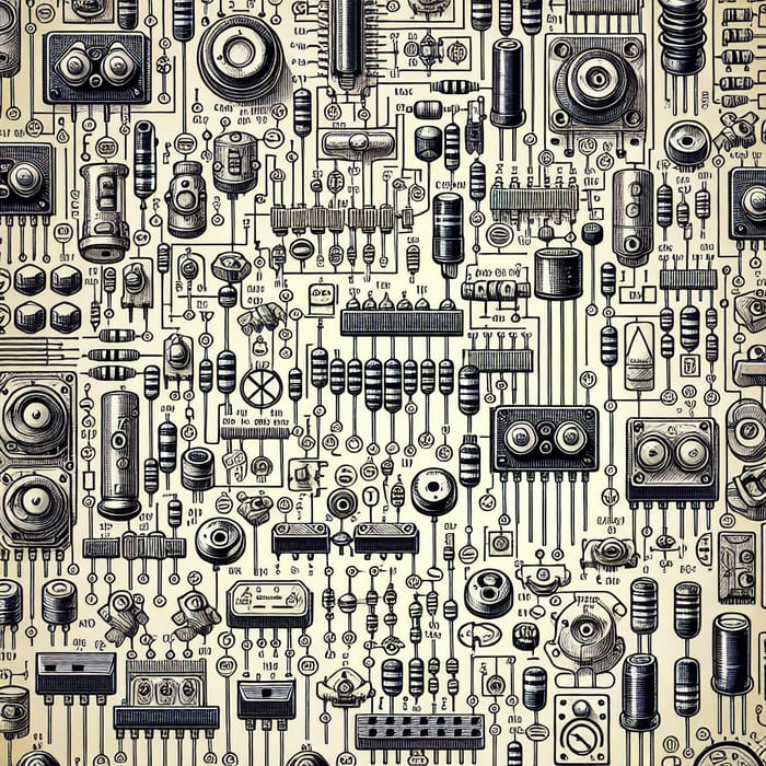 Intricate Electronic Components Symbols | Detailed Depiction