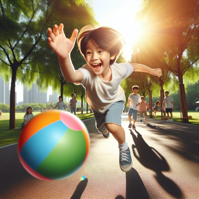 Xiao Ming Ball Bouncing Game in Lush Green Park