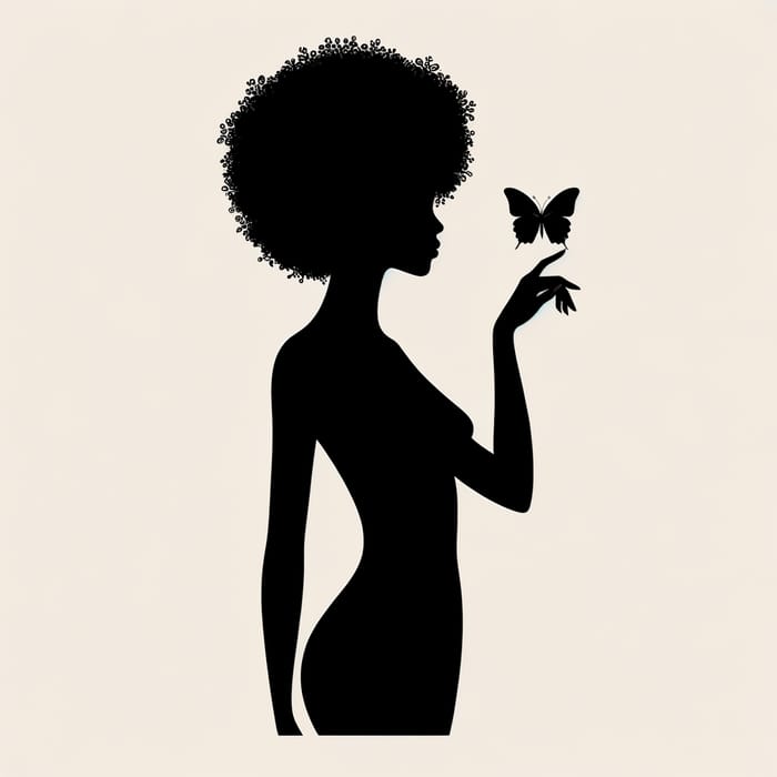 Black Woman Silhouette with Butterfly - Symbol of Peaceful Survivor