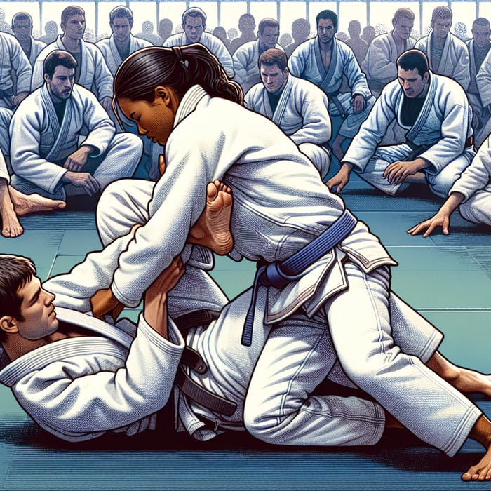 Intense Jiu Jitsu Sparring Match Illustrations