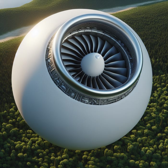 GE9X Engine Flying Above Forest | Photorealistic Isometric View