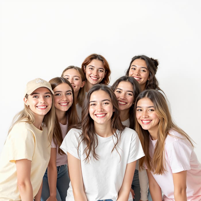 Diverse Young Girls Taking a Happy Selfie