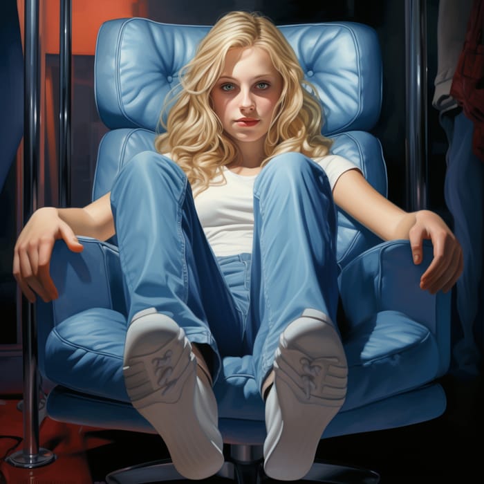 Blonde Teen Girl Relaxing on a Chair