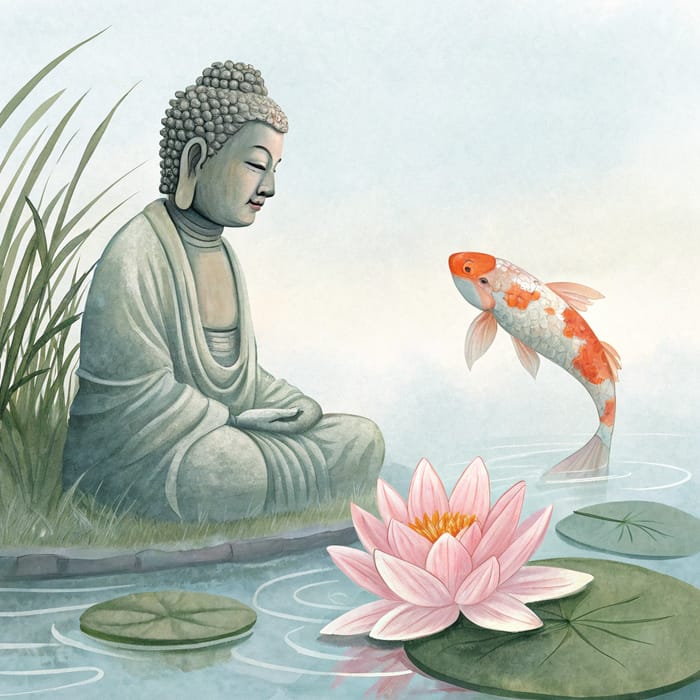 Buddha, Koi Carp, and Lotus: Symbolism and Meaning